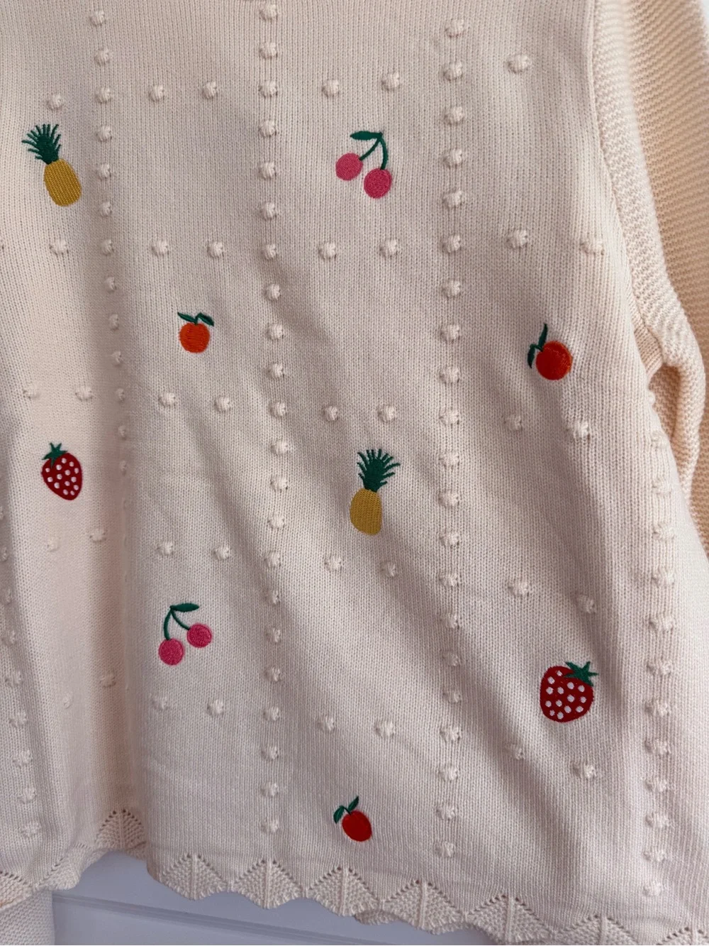 Easel Embroidered Fruit Sweater Size M NWT